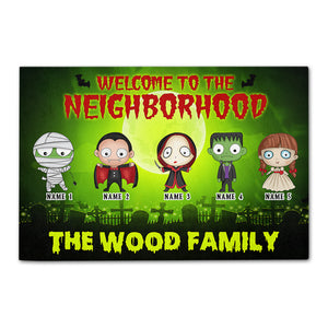Personalized Horror Cartoon Family - Welcome Mat - Welcome to the neighborhood - Doormat - GoDuckee