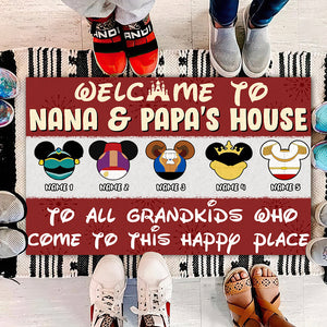 Personalized Grandkids Welcome Mat - To All Grandkids Who Come To This Happy Place - Doormat - GoDuckee