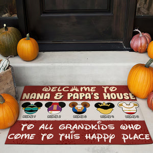 Personalized Grandkids Welcome Mat - To All Grandkids Who Come To This Happy Place - Doormat - GoDuckee