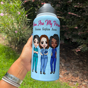 Personalized Nurse Besties Water Bottle - Work Made Us Colleagues But Our Potty Mouths