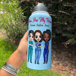 Personalized Nurse Besties Water Bottle - Work Made Us Colleagues But Our Potty Mouths - Water Bottles - GoDuckee