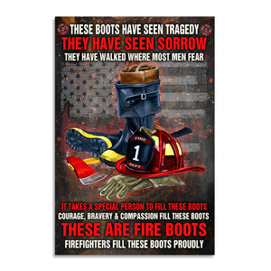 Custom Firefighter Helmet Poster - These Boots Have Seen Tragedy - Poster & Canvas - GoDuckee