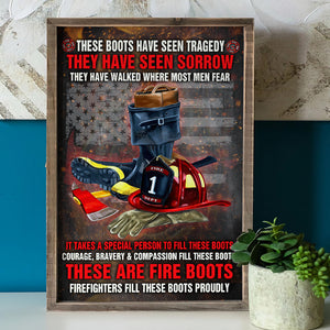 Custom Firefighter Helmet Poster - These Boots Have Seen Tragedy - Poster & Canvas - GoDuckee