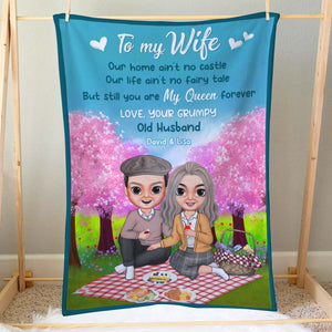 Old Couple My Wife My Queen Forever, Personalized Blanket - Blanket - GoDuckee