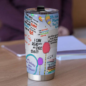 Personalized Reading Girl Tumbler Cup - I Can Read With My Eyes Shut - Tumbler Cup - GoDuckee