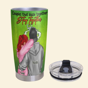 Personalized Weed Couple Tumbler - That Blaze Together Stay Together - Tumbler Cup - GoDuckee