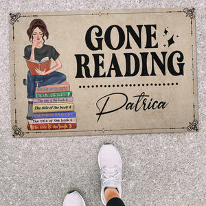 Custom Book Titles - Personalized Reading Girl Doormat - Gone Reading - Doormat - GoDuckee