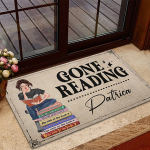 Custom Book Titles - Personalized Reading Girl Doormat - Gone Reading - Doormat - GoDuckee