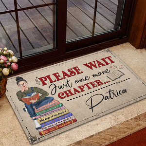 Custom Book Titles - Personalized Reading Girl Doormat - Please Wait Just One More Chapter - Doormat - GoDuckee