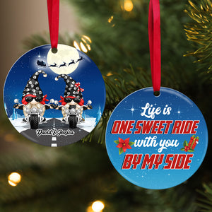 One Sweet Ride With You By My Side - Personalized Gnome Christmas Ornament - Gift for Biker Couple - Ornament - GoDuckee