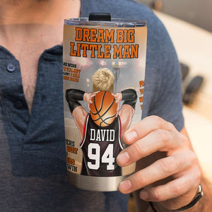 Personalized Basketball Player Tumbler - Big Dream Little Man - Tumbler Cup - GoDuckee