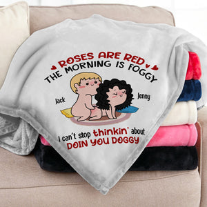 Roses Are Red The Morning Is Foggy Personalized Couple Pillow, Blanket, White Mug, Tumbler, Gift For Couple - Pillow - GoDuckee