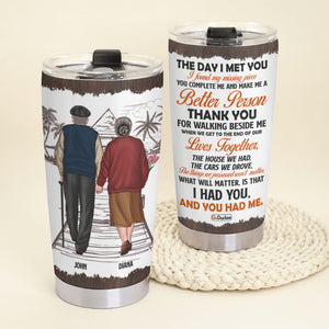 The Day I Met You I Found My Missing Piece Personalized Elder Couple Tumbler Cup - Tumbler Cup - GoDuckee