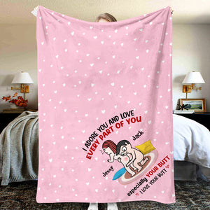 Personalized Couple Blanket - I Adore You And Love Every Part Of You Especially You Butt - Gift For Couple - Blanket - GoDuckee