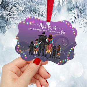 Pumpkin King and Queen Family, This Is Us A Little Bit Of Crazy, Personalized Aluminium Ornament - Ornament - GoDuckee