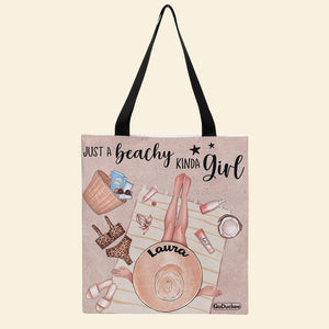 Sun Tan Just A Beachy Kinda Girl - Personalized Tote Bag - Tote Bag - GoDuckee