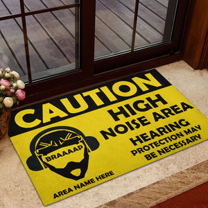 Motocross Caution Doormat - Custom Name - High Noise Area Hearing Protection May Be Required - Doormat - GoDuckee