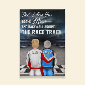 Personalized Dirt Track Racing Family Canvas Print - Dad I Love You To The Moon And Back - Gifts For Family Members - Poster & Canvas - GoDuckee