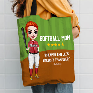 Softball Mom Less Sketchy Than U.ber Personalized Tote Bag - Tote Bag - GoDuckee