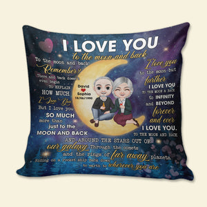 I Love You To The Moon And Back, Old Couple Drinking Pillow - Pillow - GoDuckee