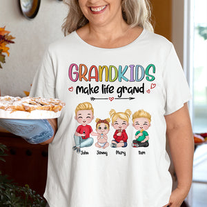 Grandkids Make Life Grand Personalized Grandma Shirt, Gift For Family - Shirts - GoDuckee