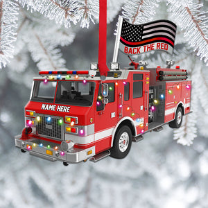 Back The Red, Fire Truck Personalized Christmas Ornament - Gift For Car Firefighter - Ornament - GoDuckee