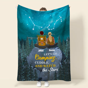 Personalized Zodiac Hiking Couple Blanket - Let's Go Camping Cuddle And Watch The Stars - Blanket - GoDuckee