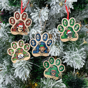 Dog Paw Personalized Wood Ornament, Christmas Tree Decor For Dog Lovers - Ornament - GoDuckee