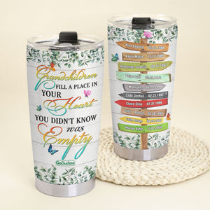 Personalized Grandma's Garden Tumbler - Grandchildren Fill A Place In Your Heart You Didn't Know Was Empty - Custom Grandchildrens' Names and Birthdates - Tumbler Cup - GoDuckee