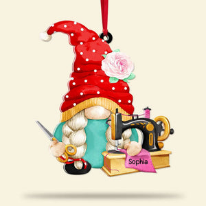 Gnome Sewing And Quilting Custom Shape Ornament - Ornament - GoDuckee