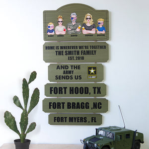 Veteran Home Is Wherever We're Together, Personalized Pallet Wood Sign, Gift for Military Family - Wood Sign - GoDuckee