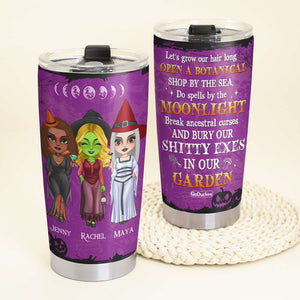 Witch Sisters - Personalized Friends Tumbler - Do Spells By The Moonlight Bury Our Shitty Exes - Tumbler Cup - GoDuckee
