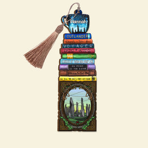 Personalized Outlander Bookmark - Gift For Book Lover - Book Stack Pattern - Bookmarks - GoDuckee
