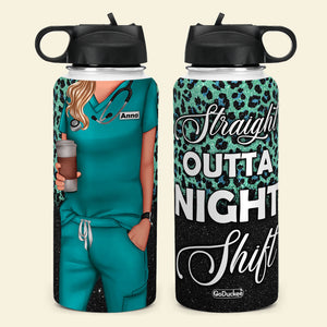 Straight Outta Night Shift Personalized Nurse Water Bottle, Gift For Nurse - Water Bottles - GoDuckee