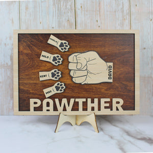 Fist Bump With Paws Personalized Layered Wood Sign Stand, Gift For Father's Day, Dog Lovers - Wood Sign - GoDuckee