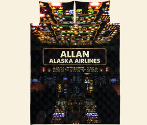 Pilot Control Panel - Personalized Quilt Bed Set - Quilts & Comforters - GoDuckee