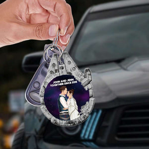 Love You To The Galaxy Far Far Away, Personalized Couple Keychain - Keychains - GoDuckee