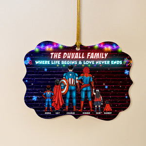 Where Life Begins And Love Never End Personalized Medallion Acrylic Ornament, Christmas Gift For Family - Ornament - GoDuckee