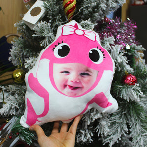 Custom Face Pillow, Love Family, Cute Little Pink Baby Shark - Pillow - GoDuckee