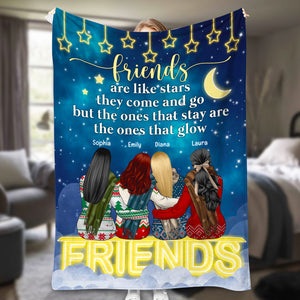 Friends Are Like Stars - Stay and Glow, Personalized Bestie Blanket - Blanket - GoDuckee