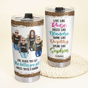 Personalized Friends Bestie Tumbler - The Golden Girls - Cool & Badass Woman - Leopard Pattern - Tumbler Cup - GoDuckee