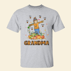 Halloween Scarecrow Grandma Personalized Autumn Shirt, Gift For Grandma - Shirts - GoDuckee