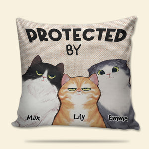 Protected By Cat- Personalized Pillow- Mother's Day Gift 01achn070223 - Pillow - GoDuckee
