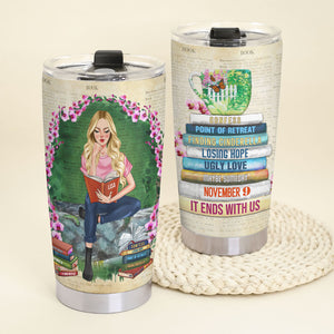 Personalized Reading Girl Tumbler - It Ends with Us - Colleen Hoover - Tumbler Cup - GoDuckee