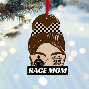 Personalized Dirt Track Racing Mom Ornament, Christmas Gift For Race Girl, Wife & Mom - Ornament - GoDuckee