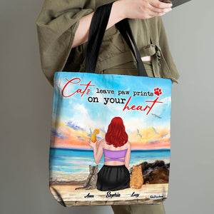 Pet Cats Leave Paw Prints On Your Heart Personalized Tote Bag - Tote Bag - GoDuckee