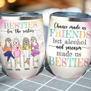 Alcohol And Sarcasm Made Us Besties - Personalized Bestie Wine Tumbler - Wine Tumbler - GoDuckee