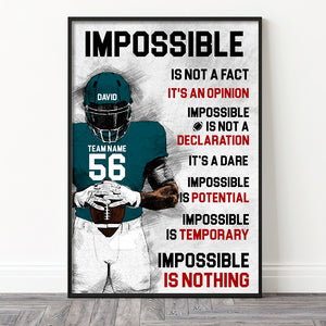 Impossible Is Not A Fact It's An Opinion Personalized Football Canvas Print, Gift For Football Lovers - Poster & Canvas - GoDuckee