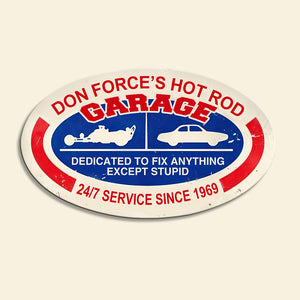 Vintage Drag Racing Metal Sign, Dedicated to fix anything, Custom Hot Rod Garage's Name Fol6-Vd2 - Metal Wall Art - GoDuckee