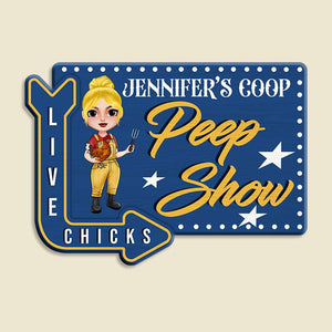 Live Chicks-Peep Show Personalized Poultry Farming Layer Wood Art - Wood Sign - GoDuckee